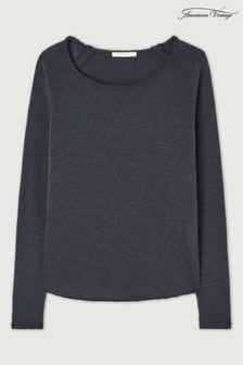 American Vintage Blue Sonoma Long Sleeved T-Shirt (E82727) | AED388