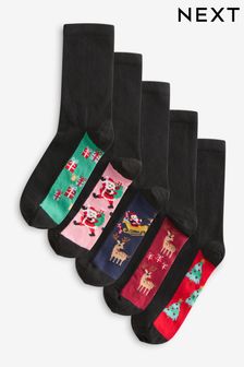 Christmas Footbed Ankle Socks 5 Pack (E82820) | $18