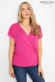 Long Tall Sally Pink Short Sleeve Wrap Top (E82876) | €35