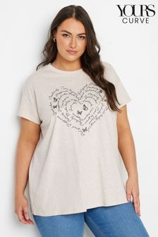 Yours Curve Natural Positivity Heart T-Shirt (E83028) | $33