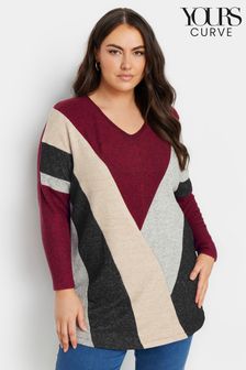 Yours Curve Red Colour Block Soft Touch Sweatshirt (E83030) | $75