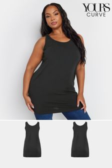 Yours Curve Black Longline Vests 2 Pack (E83065) | OMR13