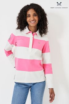 Crew Clothing Company Pink Long Sleeve Striped Rugby Shirt (E83531) | kr714