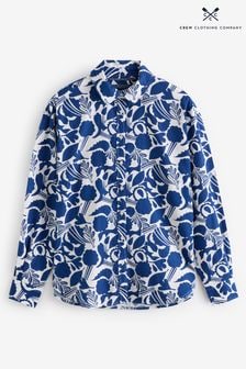 Crew Clothing Company Blue Printed Linen Blend Shirt (E83532) | $116