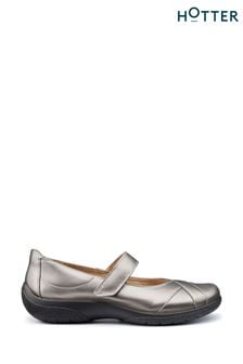 Hotter Pewter Grey Regular Fit Hope Touch Fastening Shoes (E83568) | LEI 472