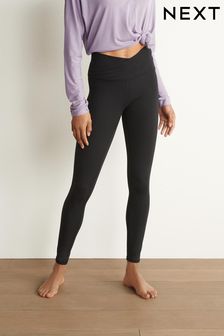 Black Balance Wrap Front Yoga Leggings (E83719) | $36