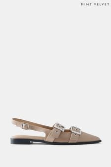 Mint Velvet Leather Buckled Flat Shoes (E84006) | ‏548 ‏₪