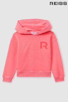 Reiss Bright Pink Kelly Teen Oversized Logo Cotton Blend Hoodie (E84205) | $81