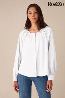 Weiß - Ro&zo Cotton Gathered White Blouse (E84489) | 106 €