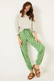 FatFace Lyme Green Woodblock Cuffed Joggers (E84504) | $64