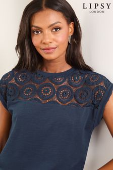 Women s T Shirts Blue Crochet Tops Next Cyprus