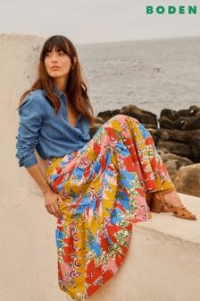 Boden Yellow Lorna Tiered 100% Cotton Maxi Skirt (E85557) | HK$1,008