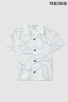 Reiss White Menton Teen 100% Cotton Jersey Embroidered Shirt (E85660) | $74