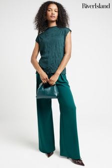 River Island Green Crinkle Textured  Top (E85911) | HK$257