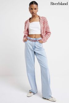 River Island Red Boucle Trophy Cardigan (E85913) | EGP2,970