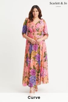 Scarlett & Jo Natural Chrome Verity Print Maxi Gown (E86043) | $163