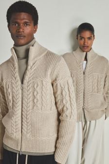 LES 100 CIEL Stone Reiss | Les 100 Ciels Wool and Cashmere Cardigan (E86676) | $511