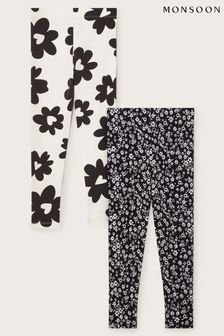 Monsoon Black Floral Leggings 2 Pack (E86765) | €36 - €43