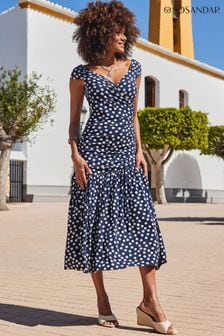 Blue dress white spots outlet