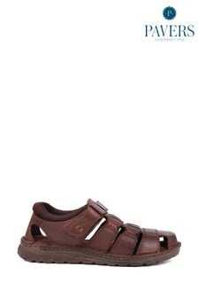 Pavers Brown Leather Fisherman Sandals (E87069) | $69