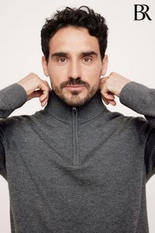 Gris - Banana Republic Merino Wool Italian Half-zip Jumper (E87835) | €100