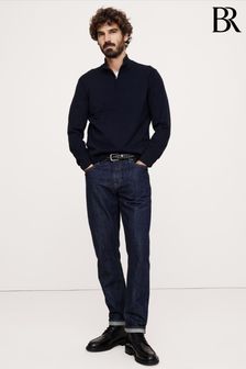 Banana Republic Navy/Blue Merino Wool Italian Half-Zip Jumper (E87837) | €92