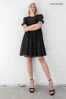 Lovedrobe Zig-Zag Burnout Mini Black Dress (E88256) | $129