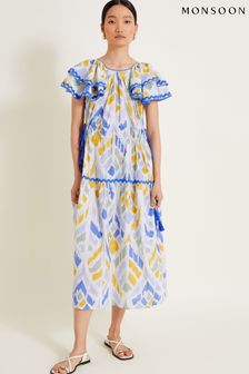 Monsoon Blue Myla Geometric Print Dress (E88552) | €97