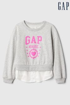 Gap Grey Vintage Soft Layered Logo Crew Neck Sweatshirt (6mths-5yrs) (E88713) | €31