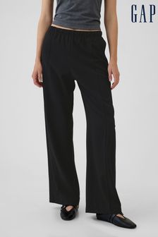 Черно - Gap Wide-leg Seamed Pull On Trousers (E88844) | BGN161