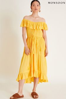 Monsoon Yellow Avani Bardot Dress (E89015) | €106