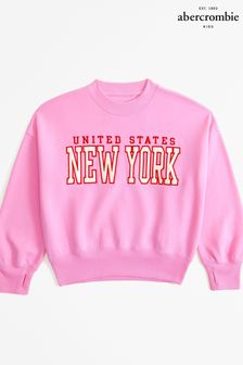 Buy Abercrombie Fitch Pink New York Applique Crew Sweatshirt from Next Luxembourg