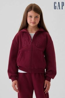 Gap Burgundy Red Logo Zip Through Hoodie (4-13yrs) (E89165) | LEI 149