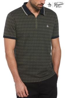 Original Penguin Green Argyle Jacquard Zip Neck Polo Shirt (E89202) | €103