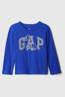 Gap Blue Graphic Long Sleeve Crew Neck T-Shirt (6mths-5yrs) (E89287) | €11