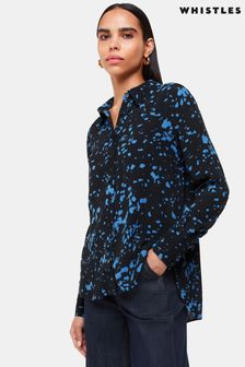 Whistles Smudged Spot Print Black Shirt (E90087) | $118