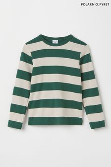 Polarn O. Pyret Green Organic Cotton Block Stripe Top (E90197) | €34