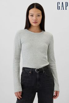 Gap Grey Long Sleeve Crew Neck Waffle Knit T-Shirt (E90581) | LEI 84