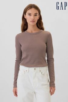 Gap Brown Long Sleeve Crew Neck Waffle Knit T-Shirt (E90588) | kr290