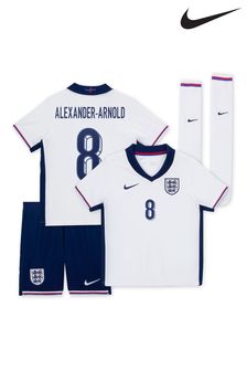 Nike White Alexander-Arnold 8 Kids England Home Stadium 2024 Little Mini Kit (E91175) | ₪ 352