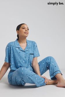 Simply Be Blue Pretty Lounge Pyjamas Set (E91290) | €33