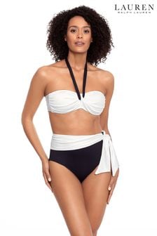 Lauren Ralph Lauren Tie Back Bandeau Black/white Bikini (E91341) | kr2 110