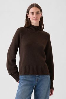 Brązowy - Gap Cashsoft Turtle Neck Jumper (E91355) | 250 zł