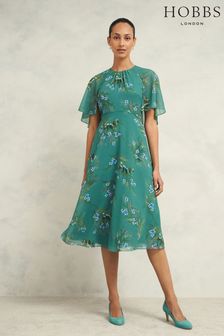 Hobbs green floral dress clearance