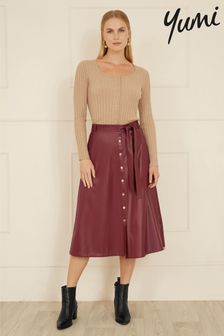 Yumi Faux Leather A Line Midi Skirt With Button Up Details (E92890) | 78 €