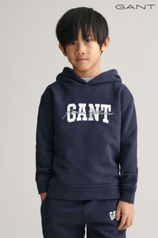 Niebieski - Gant Kids Arch Script Hoodie (E93170) | 440 zł