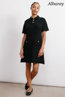 Albaray Pointelle Knit Black Dress (E93307) | €152