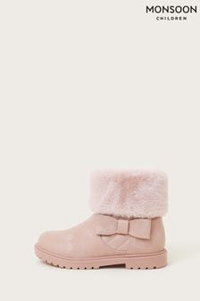 Monsoon Bow Faux Fur Cuff Boots (E93419) | €45 - €49