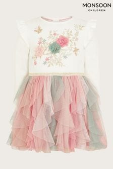 Monsoon Natural Baby Floral Tulle Long Sleeve Disco Dress (E93423) | HK$350 - HK$391