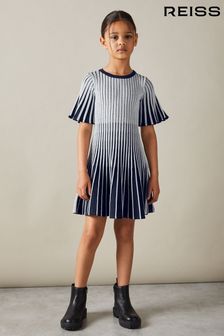 Reiss Silver Ice Junior Metallic Contrast Ribbed Dress (E93675) | $120